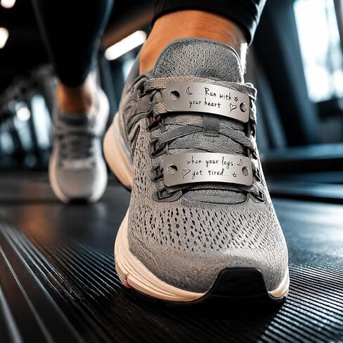 Running Shoe Tags Marathon Metal Bar Birthday Gifts Tag Charms for Fitness Men Women Runner When Your Legs Get Tired Run with Your Heart Inspirational Graduation Shoelace Charm Present for Coach BFF Daughter Son in Kuwait
