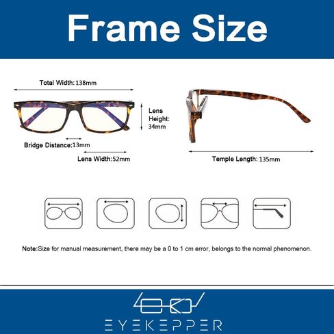 نظارات قراءة للكمبيوتر من Eyekepper، نظارات قراءة بفلتر الضوء الأزرق، نظارات زرقاء تحجب الوهج للرجال والنساء، أسود in Kuwait