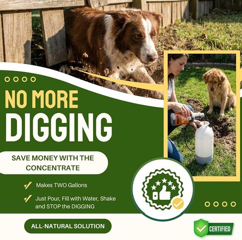 Zone Protects No Holes! Digging Prevention Concentrate. Stop Digging Dogs. Stop Dogs and Cats from Digging. Safe, Effective. Saves 80%. Makes Two Gallons in Saudi Arabia
