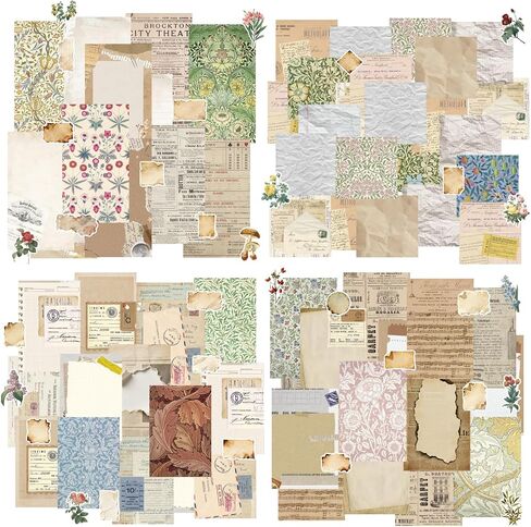 440PCS Vintage Scrapbook Supplies Kit – 360 Sheets Decorative Papers & 80Pcs Aesthetic Botanical Stickers, Retro Ephemera Pack for Journaling, Planners, DIY Collage in Saudi Arabia