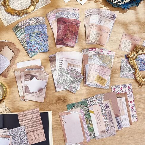 440PCS Vintage Scrapbook Supplies Kit – 360 Sheets Decorative Papers & 80Pcs Aesthetic Botanical Stickers, Retro Ephemera Pack for Journaling, Planners, DIY Collage in Saudi Arabia