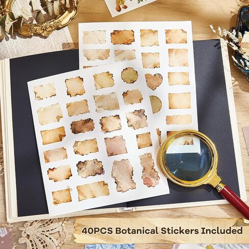 440PCS Vintage Scrapbook Supplies Kit – 360 Sheets Decorative Papers & 80Pcs Aesthetic Botanical Stickers, Retro Ephemera Pack for Journaling, Planners, DIY Collage in Saudi Arabia