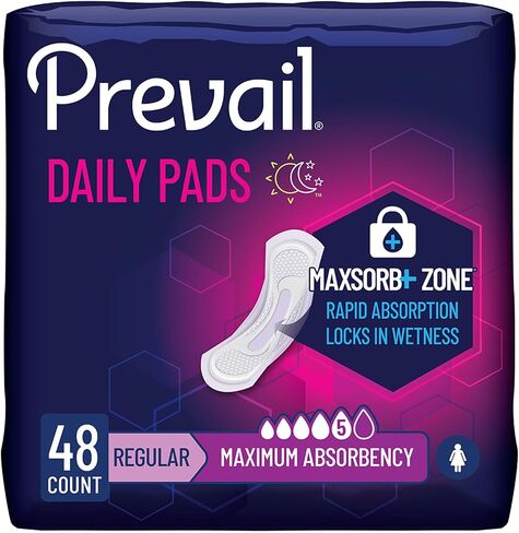 Prevail Incontinence Bladder Control Pads for Women, Light Absorbency, Regular Length, 30 Count in Kuwait