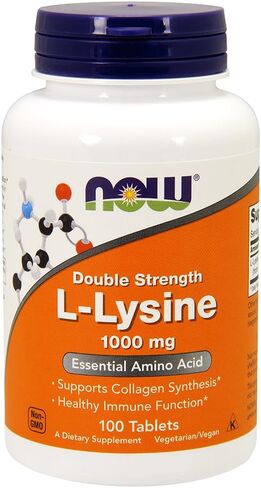NOW Foods L-Lysine 1000mg - قوة مزدوجة - 300 قرص - مكمل للأحماض الأمينية غير المعدلة وراثيًا (Llysine هيدروكلوريد) - أقراص 1000 مجم - نباتي/نباتي in Kuwait