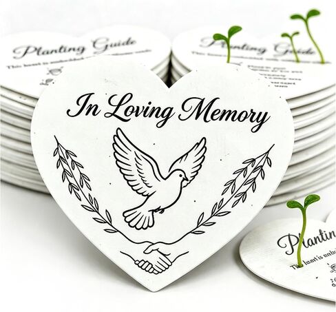 25 Pcs Plantable Wildflower Seed Paper Hearts, in Loving Memory Handmade Funeral Favors for Guests, Plantable Seed Cards for Celebration of Life, Memorial Sympathy Keepsake Gifts in Saudi Arabia
