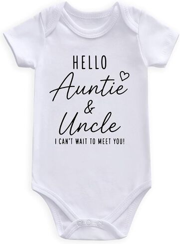 hello auntie uncle baby pregnancy announcement bodysuits white in Kuwait