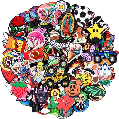 XQNB Lot of 25, 50, 100pcs Random Different Shoe Charms Shoes Decoration for Kids Boys Girls Men Women Party Birthday Gifts in Kuwait