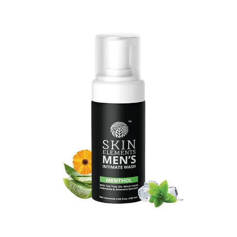 Skin Elements Intimate Wash for Men with Menthol (4.05 fl. oz.) | pH Balanced Foaming Private Part Cleaner | Prevents Itching, Irritation & Bad Odor in Kuwait