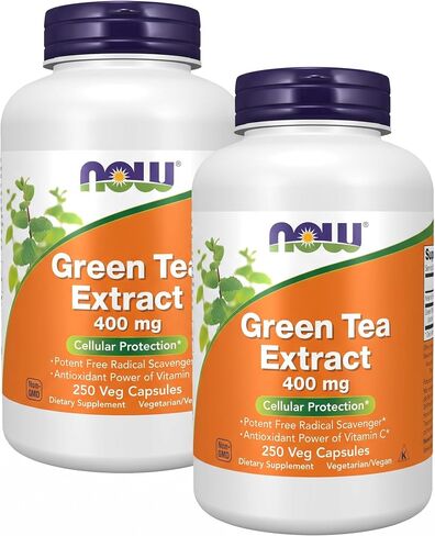 NOW Supplements، مستخلص الشاي الأخضر 400 ملجم مع فيتامين C، حماية خلوية*، 100 كبسولة نباتية in Kuwait