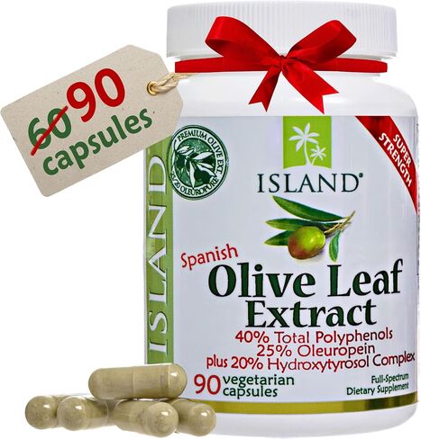 Island Nutrition, كبسولات مستخلص أوراق الزيتون - 25% أوليوروبين (40% إجمالي البوليفينول)، بالإضافة إلى 20% مركب هيدروكسيتيروسول - 100% مزروع ومستخرج في إسبانيا (90 كبسولة)، مستخلص أوراق الزيتون الأوروبي الحقيقي in Kuwait