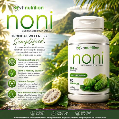 VH Nutrition NONI Capsules | 700mg Morinda citrifolia Extract Pills | Natural Antioxidant* Supplement | 60 Capsules in Kuwait