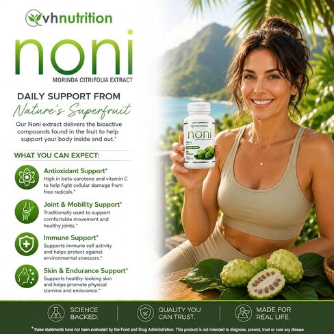 VH Nutrition NONI Capsules | 700mg Morinda citrifolia Extract Pills | Natural Antioxidant* Supplement | 60 Capsules in Kuwait