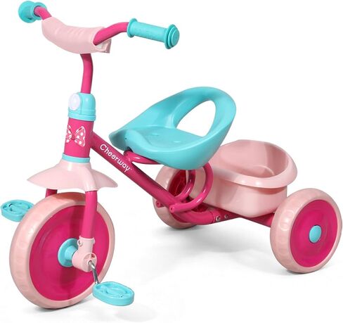 CHEERWAY Children Tricycle, for Ages 3-5 | Riding Toy, Quite Wheels, Outdoor Toy with Rear Basket, Easy to Assemble, Low-Height Seat More Safe, Trike with Safety Cloth Sleeve in Kuwait