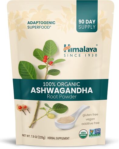 Himalaya Organic Ashwagandha, 90 Day Supply, Herbal Supplement for Stress Relief, Energy Support, Occasional Sleeplessness, USDA Certified Organic, Non-GMO, Vegan, Gluten Free, 670 mg, 90 Caplets in Kuwait
