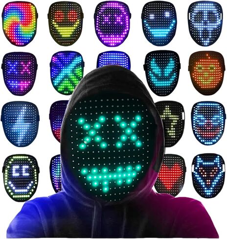 Led Mask with Gesture Sensing LED Lighted Face Mask for Costume Cosplay Party Masquerade Halloween in Kuwait