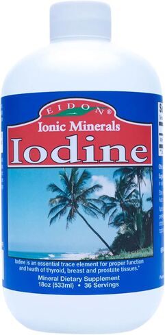Eidon Ionic Minerals Potassium Iodide Supplement - Supports Healthy Energy Levels, Bioavailable, All-Natural, Vegan, Gluten-Free, No Additives or Preservatives - Potassium Iodide Drops, 2 Oz Bottle in Kuwait