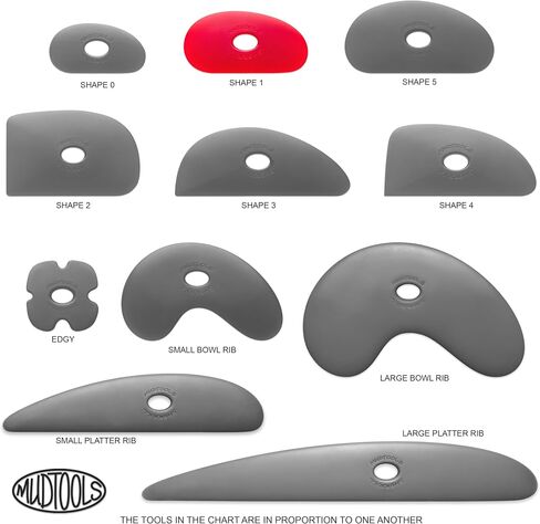 Mudtools Shape 1 Polymer Rib, Red Very Soft - Kidney Pottery Tool in Kuwait