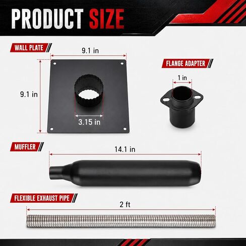 Generator Exhaust Extension Silencer Kit with Three Universal Adapters in Kuwait