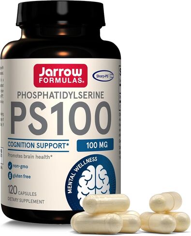 جارو فورميولاز PS100 فوسفاتيديل سيرين 100 مجم، مكمل غذائي لصحة الدماغ ودعم الإدراك، 120 كبسولة، كمية تكفي 40-120 يومًا in Kuwait