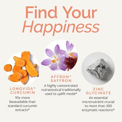 Dr Amen BrainMD Happy Saffron Plus - 90 Capsules - With Saffron Flower Extract, Curcumin & Zinc - Vegan, Gluten Free - 30 Servings in Saudi Arabia