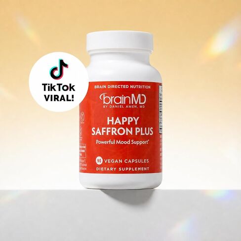 Dr Amen BrainMD Happy Saffron Plus - 90 Capsules - With Saffron Flower Extract, Curcumin & Zinc - Vegan, Gluten Free - 30 Servings in Saudi Arabia