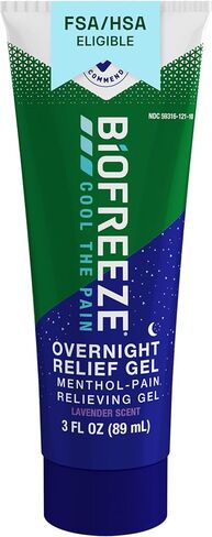 Biofreeze Menthol Overnight Pain Relieving Gel 3 FL OZ Tube with Lavender Scent, Topical Pain Relief for Sore Muscles, Arthritis, Backaches, Strains, Sprains and Joint Pain (Packaging May Vary) in Saudi Arabia