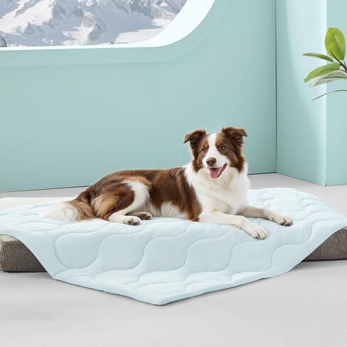 MIXJOY Cooling Blanket for Medium Dogs Breathable, Dual-Sided with Q-MAX>0.5, Lightweight Pet Cooling Throw Blanket Summer for Sofa & Dog Bed, Washable Soft Dog Cat Cold Mat Durable, Aqua Blue, 30x40 in Saudi Arabia