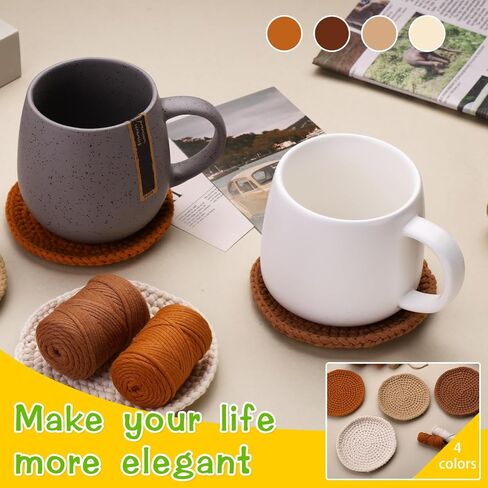 UzecPk Crochet Kits, Crochet Kit for Beginners 4 PCS Crochet Coasters Kits in Kuwait