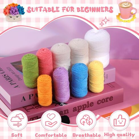 Hssugi Crochet Kit for Beginners 6PCS Potted Plant Coasters Crochet Kit in Kuwait