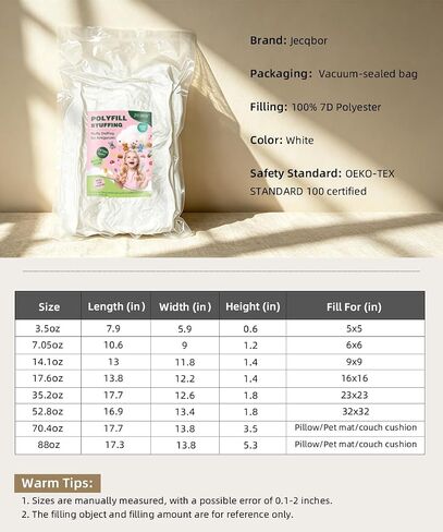 Jecqbor Polyfill Stuffing for Stuffed Animals, 7.05oz Soft Fiber Fill Stuffing in Kuwait