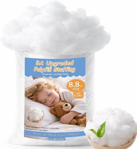 GUBFFON Upgraded Polyfill Pillow Stuffing - 8.8oz, Fluffy Fiberfill for Stuffed Animals, Couch Pillows, Cushions, Amigurumi, Pet Beds, Plush, Cloud Decor, Ideal for Crafting in Saudi Arabia