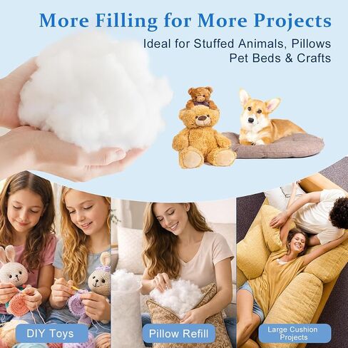 GUBFFON Upgraded Polyfill Pillow Stuffing - 8.8oz, Fluffy Fiberfill for Stuffed Animals, Couch Pillows, Cushions, Amigurumi, Pet Beds, Plush, Cloud Decor, Ideal for Crafting in Saudi Arabia