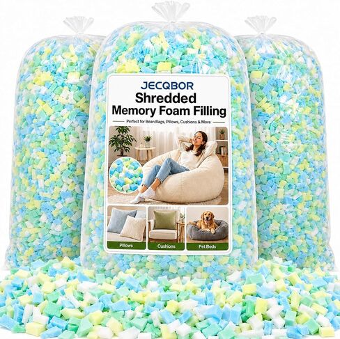 Jecqbor 15lbs Bean Bag Filler, Comfortable Shredded Memory Foam Filling in Kuwait
