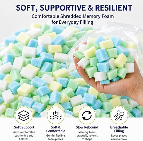 Jecqbor 15lbs Bean Bag Filler, Comfortable Shredded Memory Foam Filling in Kuwait