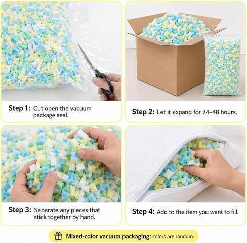 Jecqbor 15lbs Bean Bag Filler, Comfortable Shredded Memory Foam Filling in Kuwait