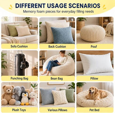 Jecqbor 15lbs Bean Bag Filler, Comfortable Shredded Memory Foam Filling in Kuwait