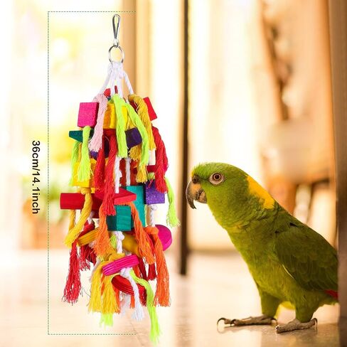 Rypet Parrot Toys Large Bird Toys, Wood Rope Cage Bite Toy for Cockatiels in Saudi Arabia