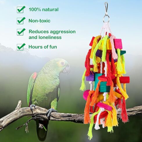 Rypet Parrot Toys Large Bird Toys, Wood Rope Cage Bite Toy for Cockatiels in Saudi Arabia