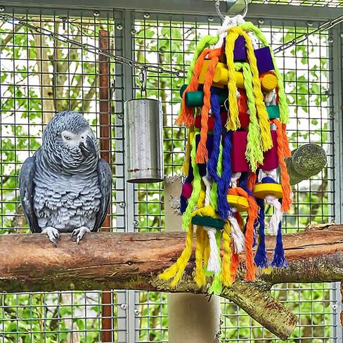 Rypet Parrot Toys Large Bird Toys, Wood Rope Cage Bite Toy for Cockatiels in Saudi Arabia