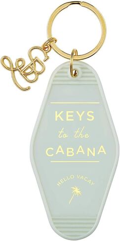Santa Barbara Design Studio Keychain Lili + Delilah Small Gifts Vintage Motel Key Tag Key Ring, 3.5" Long, Cabana (Grey) in Kuwait