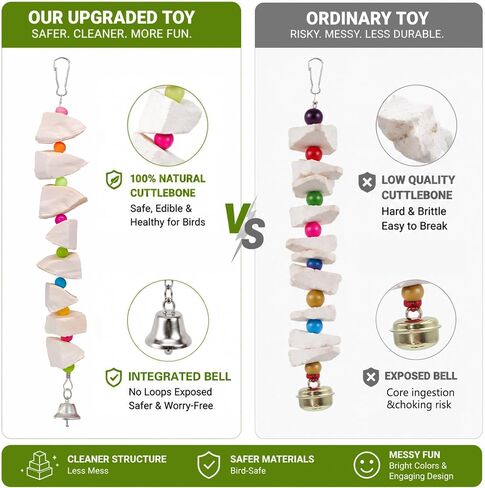 2 Pack Bird Toys with Cuttlebone & Beak Grinding Stone–Cage Accessories for Parakeets, Budgies, Cockatiels, Lovebirds, Green Cheeks & Small to Medium Birds in Saudi Arabia