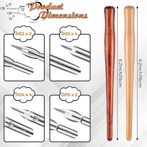 14Pcs Comic Pen Nib Set, G-Pen Ink Nib Stainless Steel Drawing Comic Pen Nib Calligraphy Nibs with Wooden Comic Pen Nib Holder for Writing, Painting, Signing in Saudi Arabia