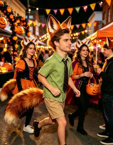 YXCFEWD Fox Costume for Girls Fox Ears Tail Kid Cat Wolf Ears Fluffy Furry Tail in Kuwait
