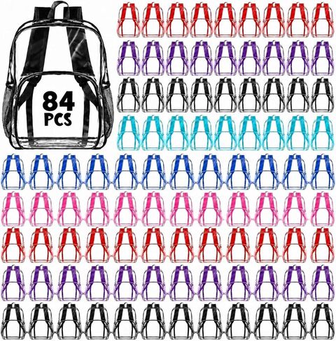 24 Pcs Clear Backpack Heavy Duty Clear Bookbags Clear Backpack Stadium Approved 16 Transparent See Through Backpacks for Stadium, Concert, Sports, Work, School, Security in Kuwait