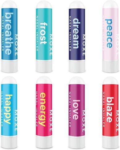 MOXĒ Nasal Inhaler Bundle, 8 Essential Oil Blends, Aromatherapy Sticks, Warming & Cooling Fragrances, 100% Pure & Undiluted Oil, Natural Ingredients, Made in USA… in Kuwait