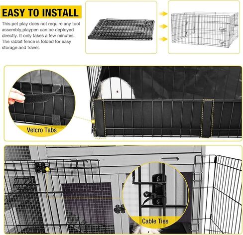 Aivituvin Pet Playpen Small Animal Cage Rabbit Pen Bunny Guinea Pig Playpen with Waterproof Floor Liner - Extension Playpen ONLY in Kuwait
