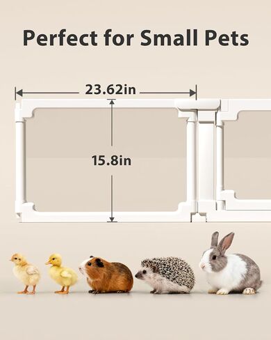 BUCATSTATE Acrylic Guinea Pig Cages for 2, 15.5 sq ft Guinea Pigs Playpen with Door, Clear Rabbit Playpen Indoor for Pigges, Hedgehogs, Quail, Chickens (47" L x 47" W x 16" H, 8 Panels) in Saudi Arabia
