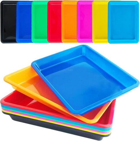 10 Pack Plastic Art Trays: 8 Color Sensory Trays for Kids Crafts & DIY Projects in Kuwait