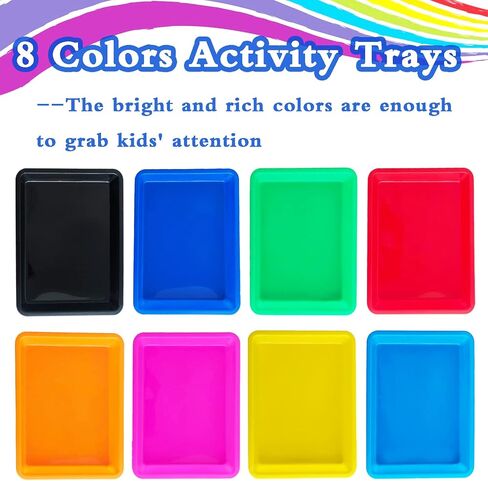 10 Pack Plastic Art Trays: 8 Color Sensory Trays for Kids Crafts & DIY Projects in Kuwait