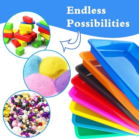 10 Pack Plastic Art Trays: 8 Color Sensory Trays for Kids Crafts & DIY Projects in Kuwait